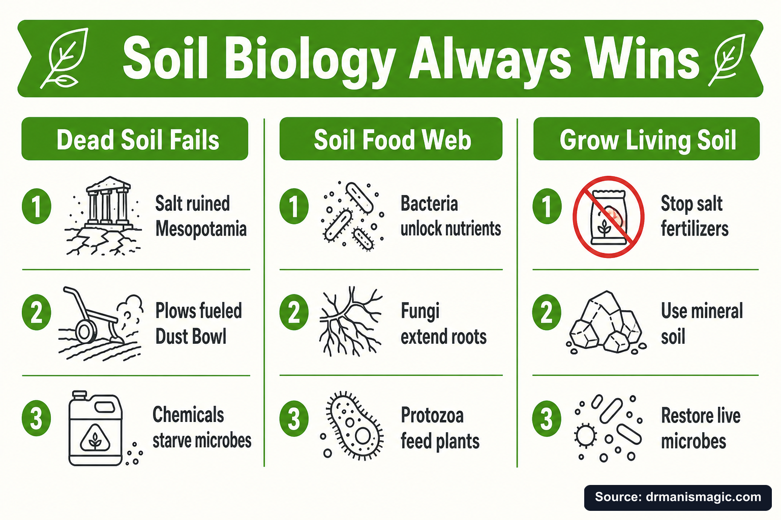 Soil Biology Always Wins infographic