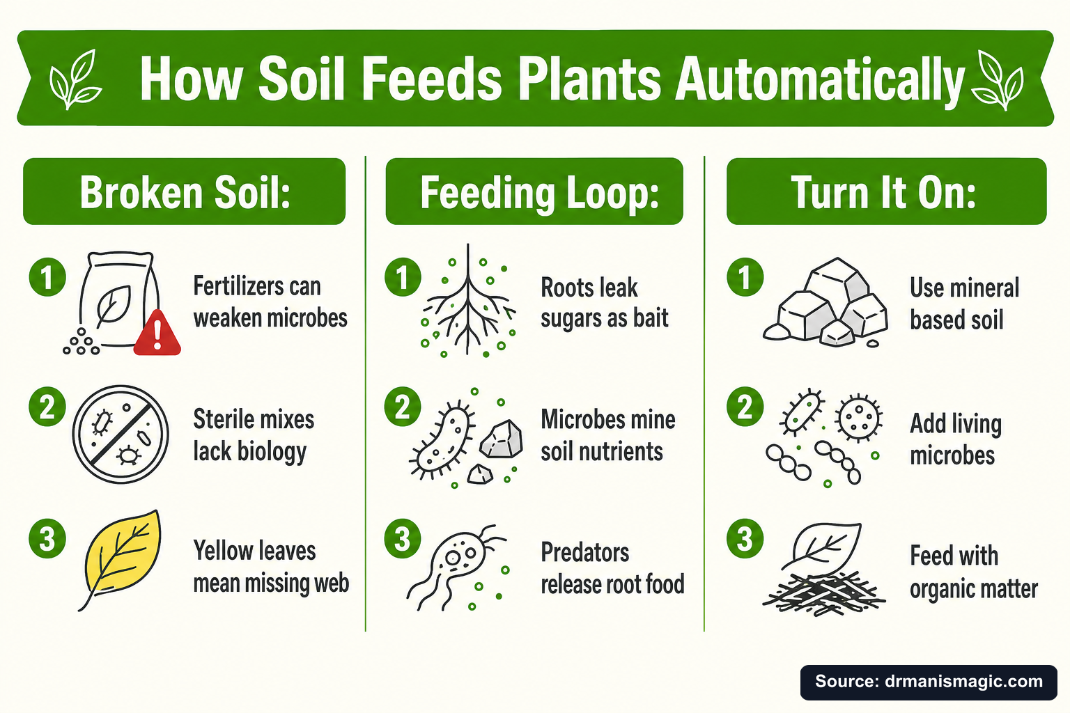 How Soil Feeds Plants Automatically infographic