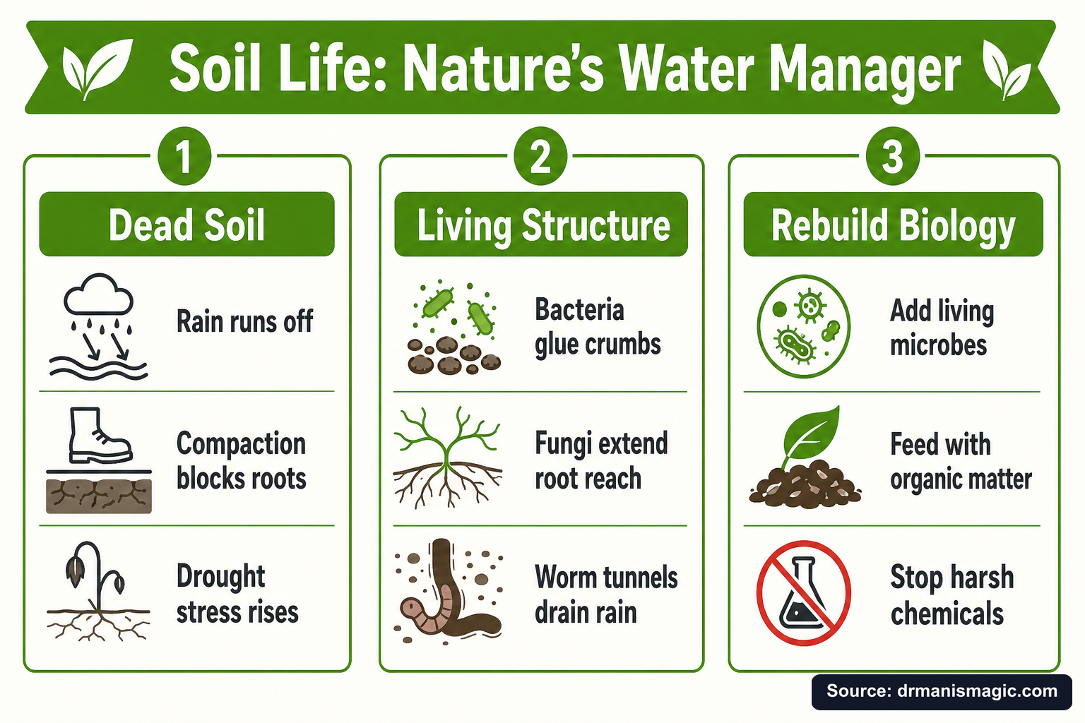 Soil Life: Nature's Water Manager infographic