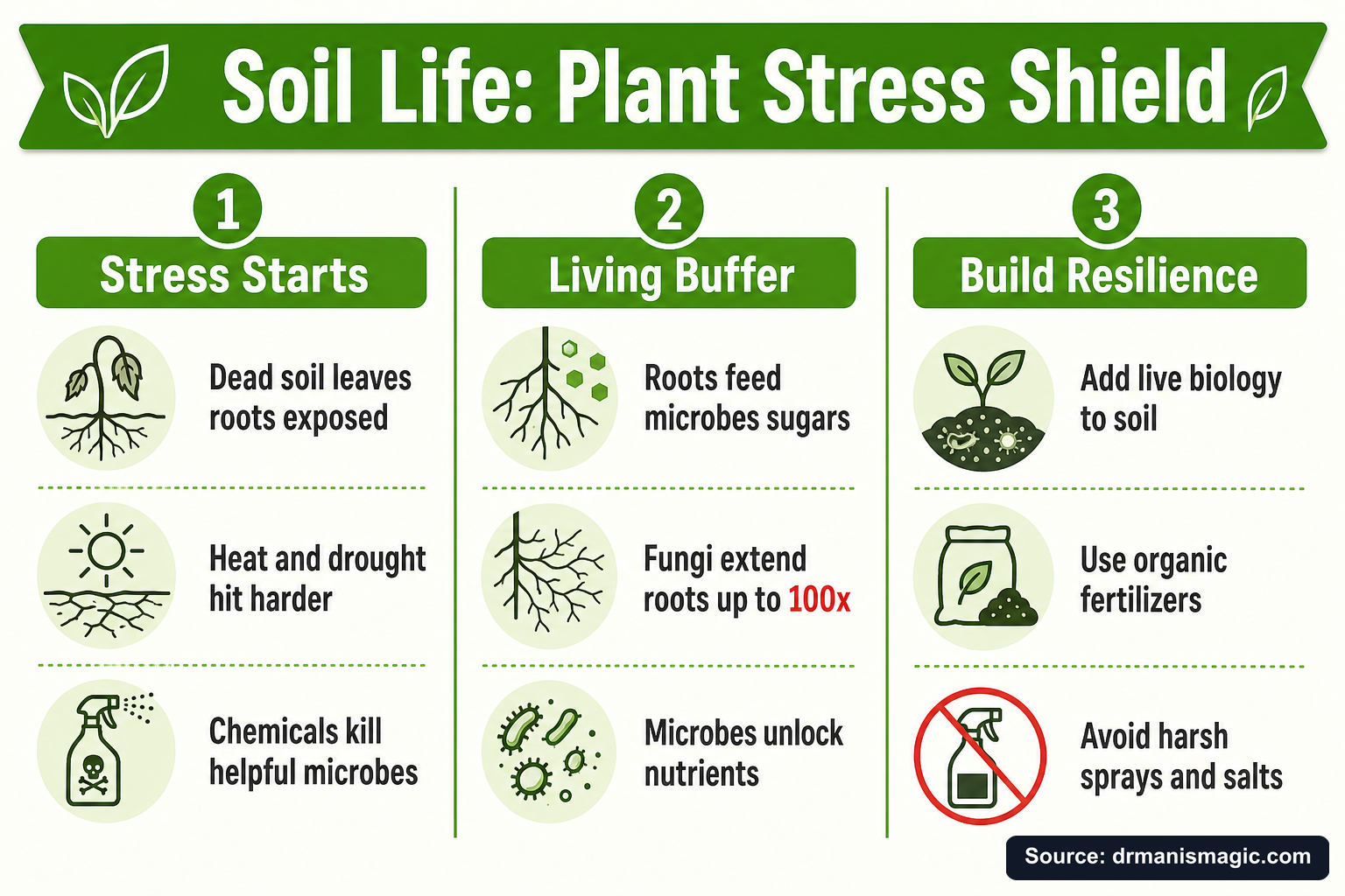 Soil Life: Plant Stress Shield infographic