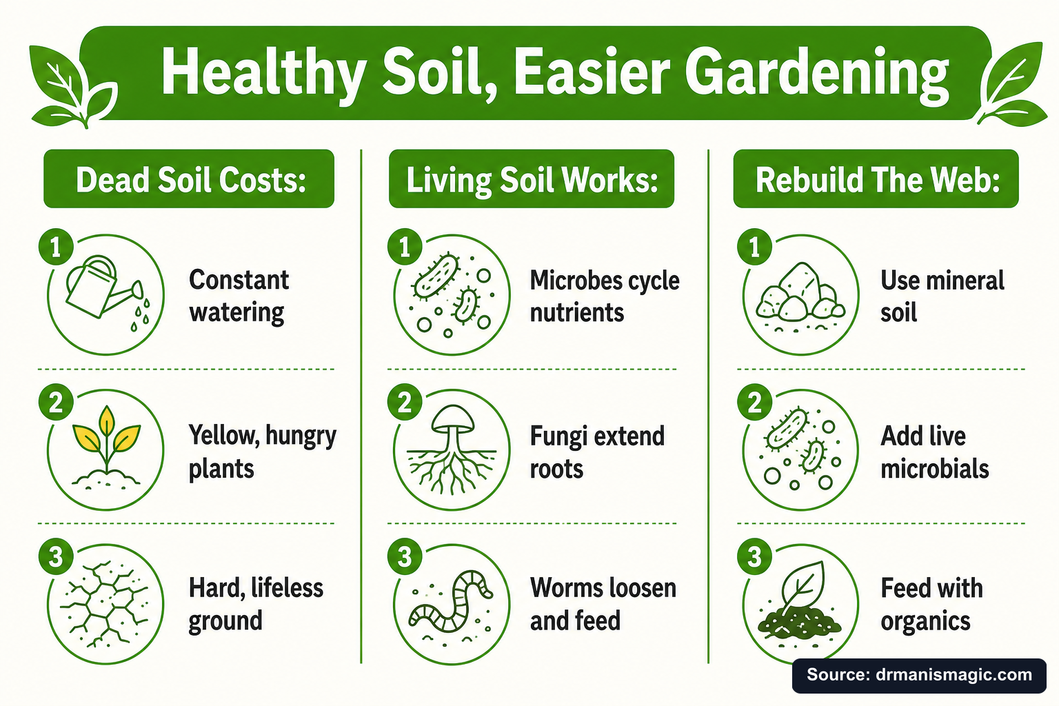 Healthy Soil, Easier Gardening infographic