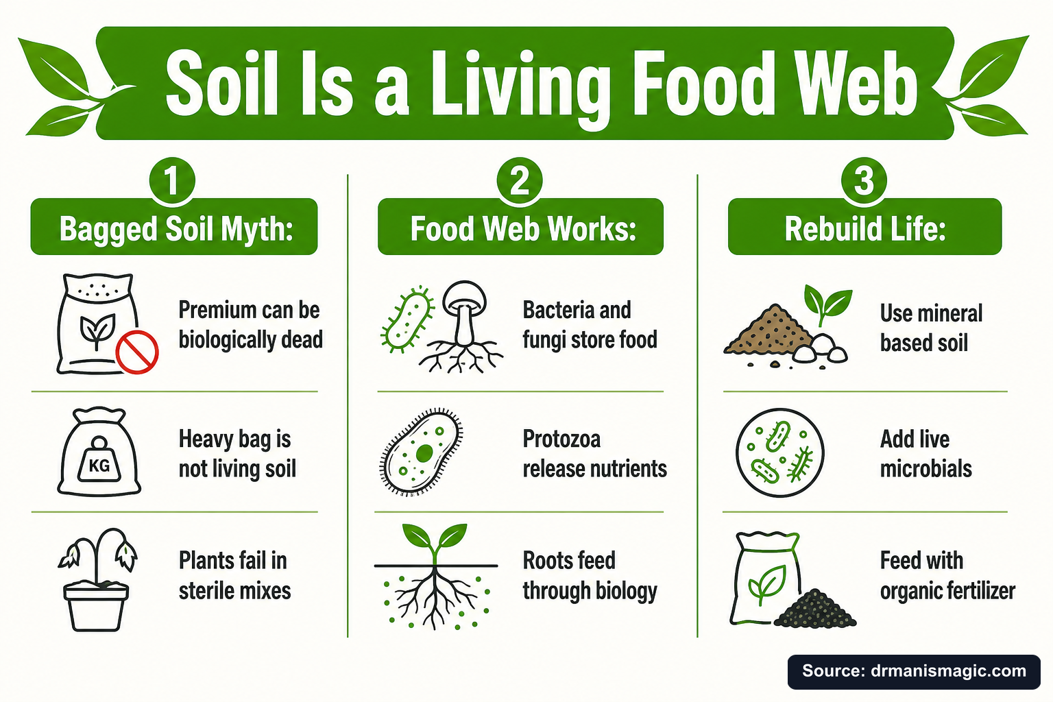 Soil Is a Living Food Web infographic