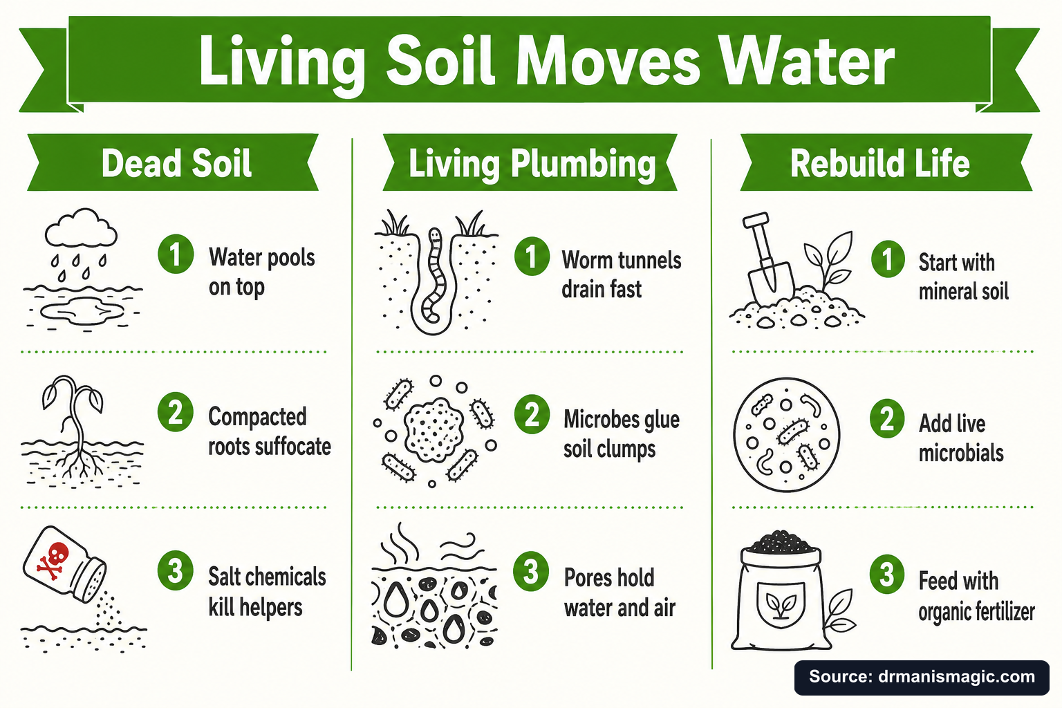 Living Soil Moves Water infographic
