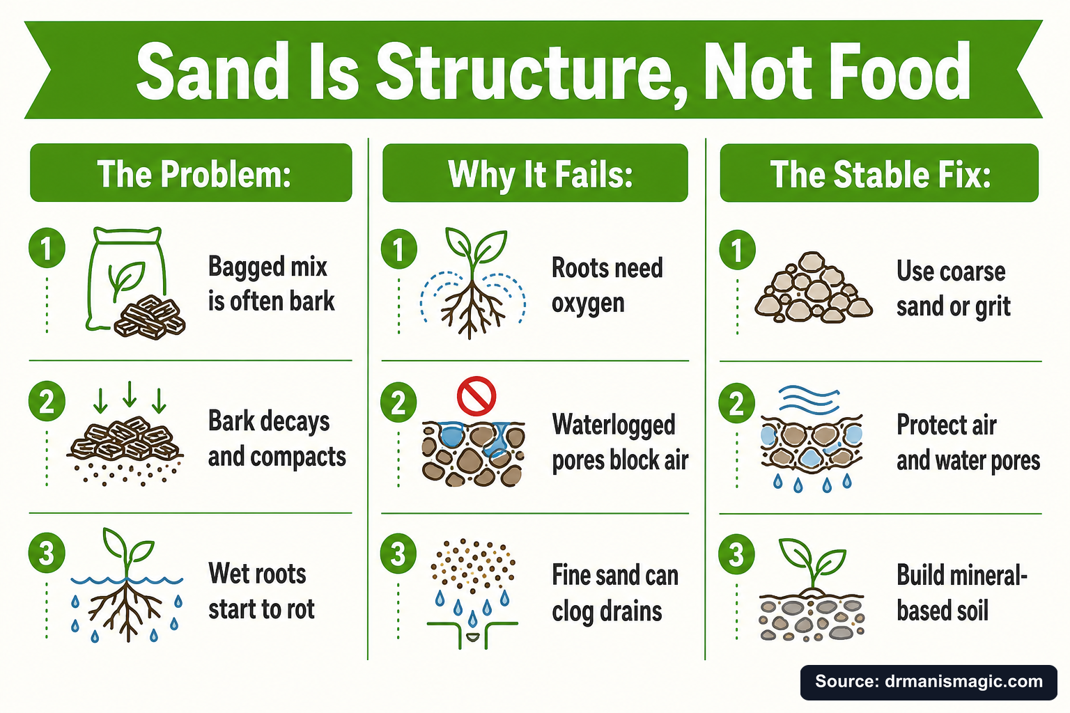 Sand Is Structure, Not Food infographic