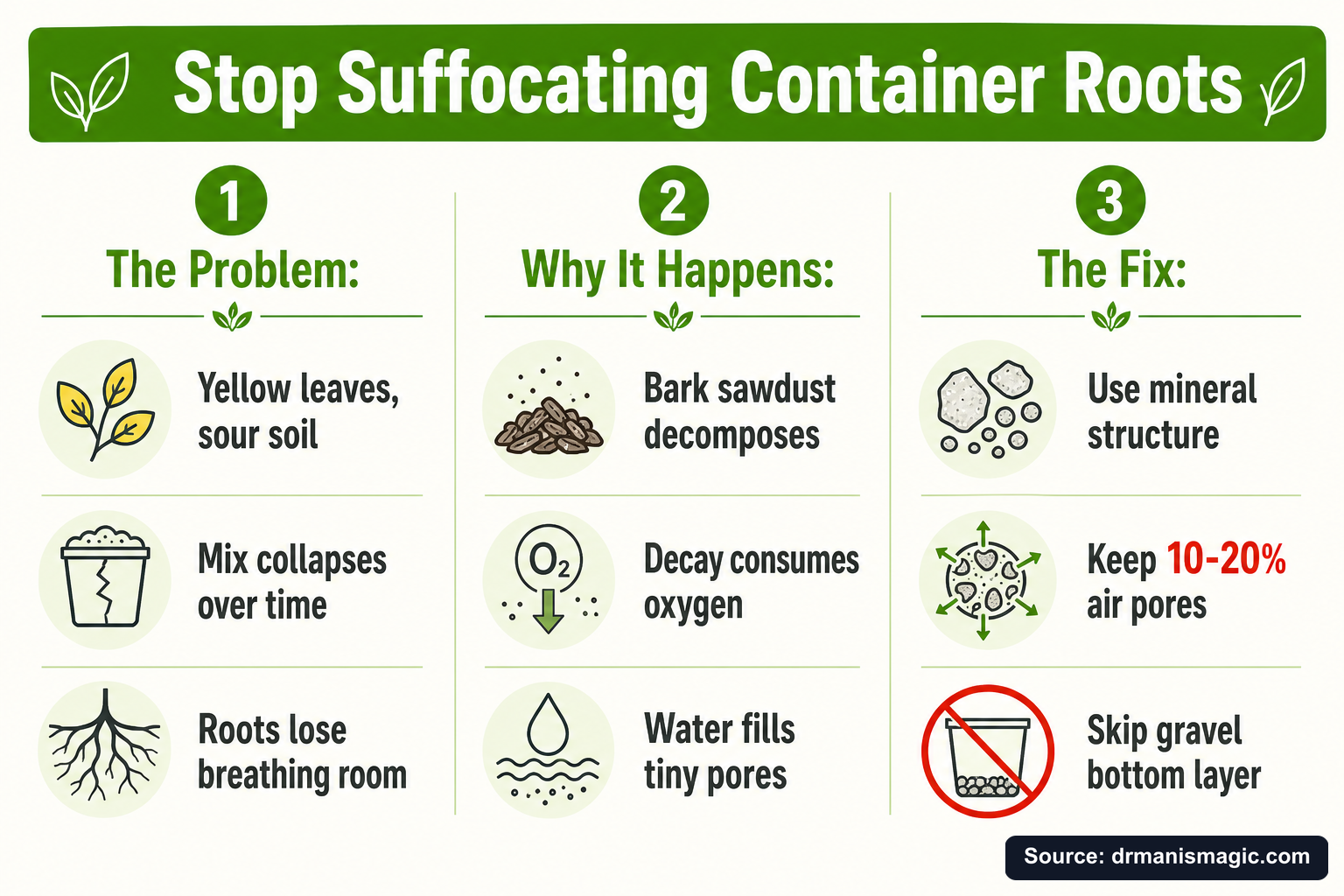 Stop Suffocating Container Roots infographic