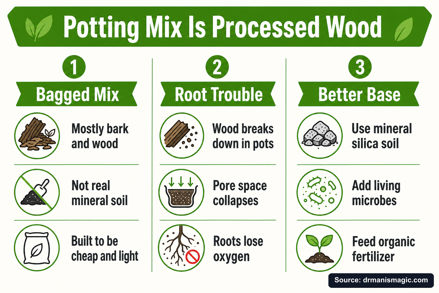 Potting Mix Is Processed Wood infographic