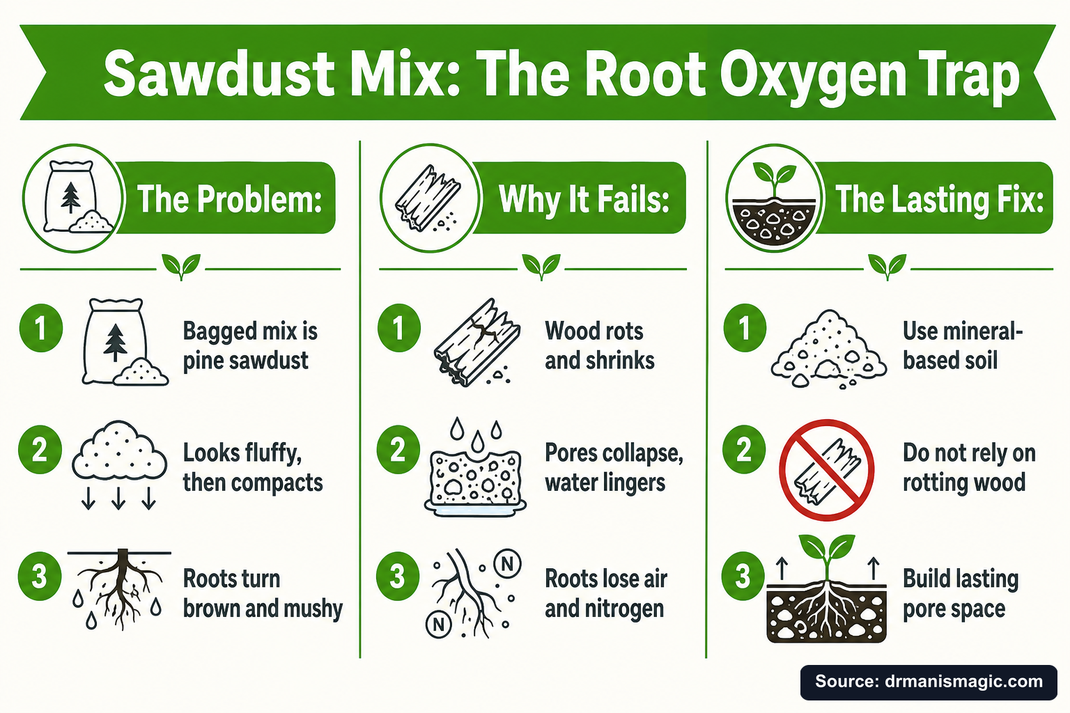 Sawdust Mix: The Root Oxygen Trap infographic