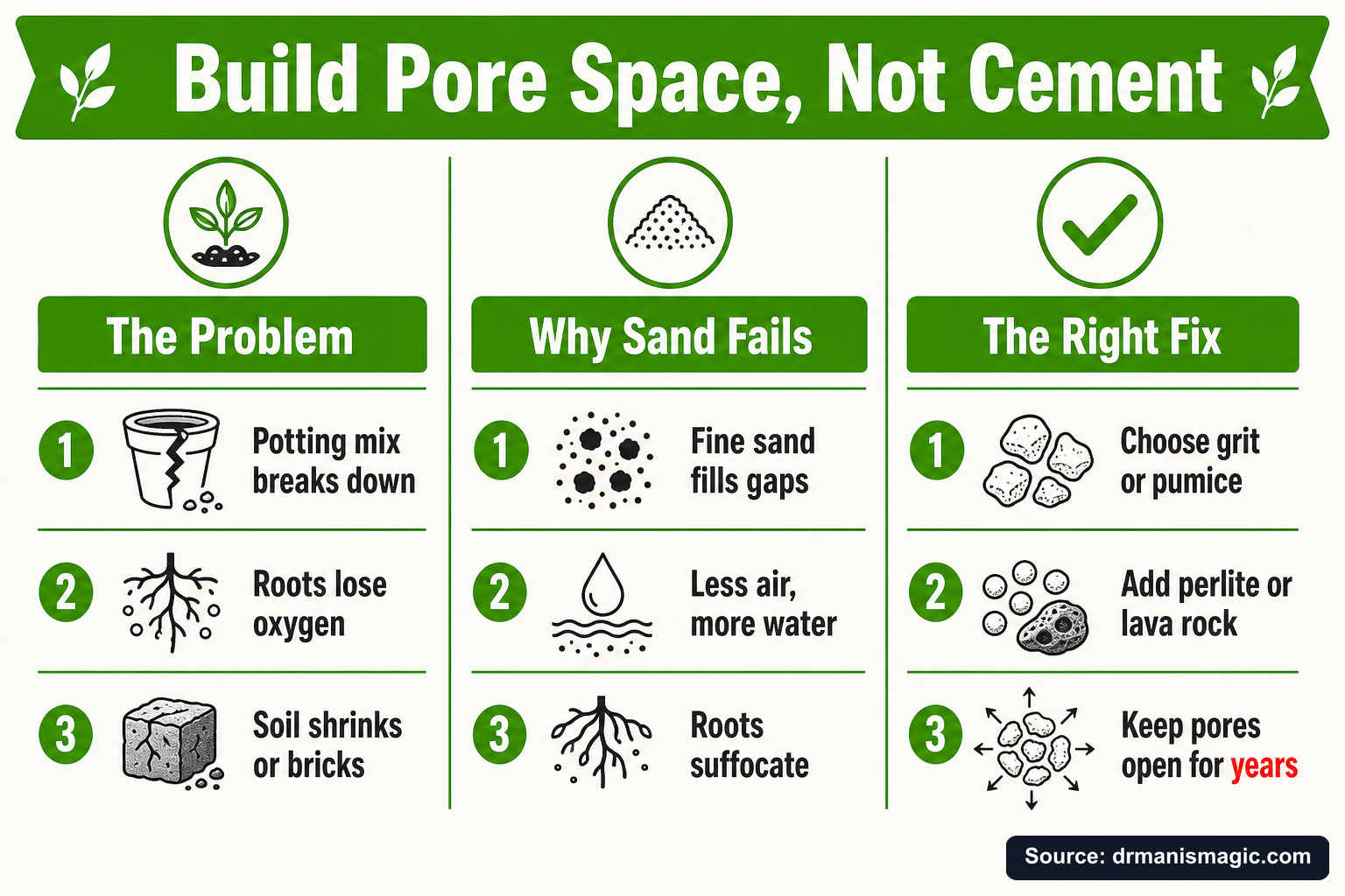 Build Pore Space, Not Cement infographic