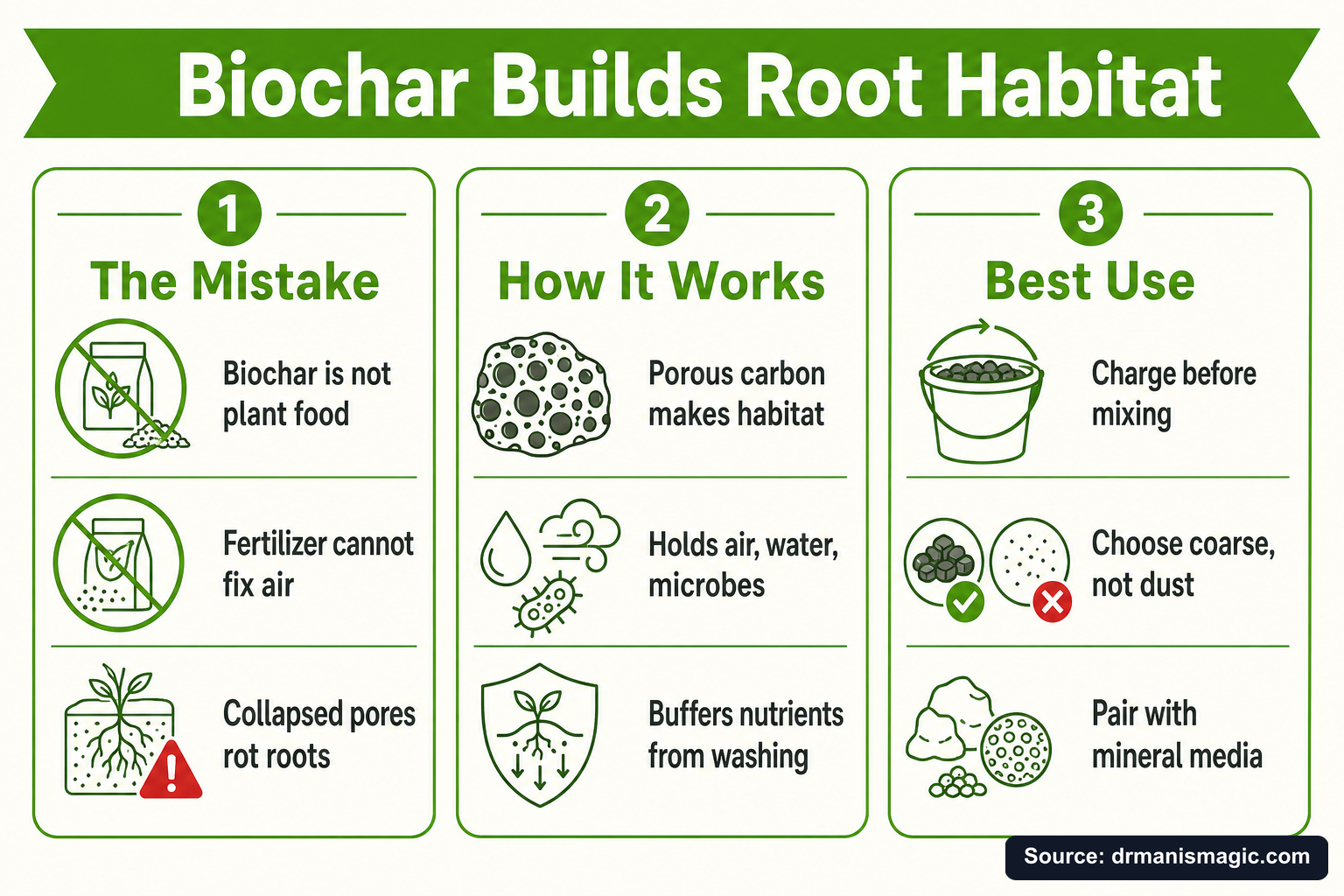 Biochar Builds Root Habitat infographic